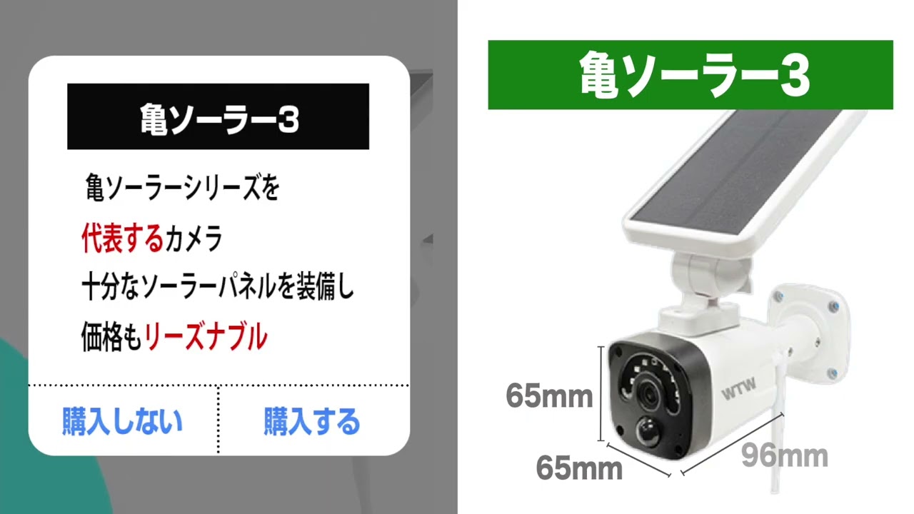 ソーラー防犯カメラ 亀ソーラー3 3Plus WIFI 屋外 WTW-EGR1844YBX【WTW