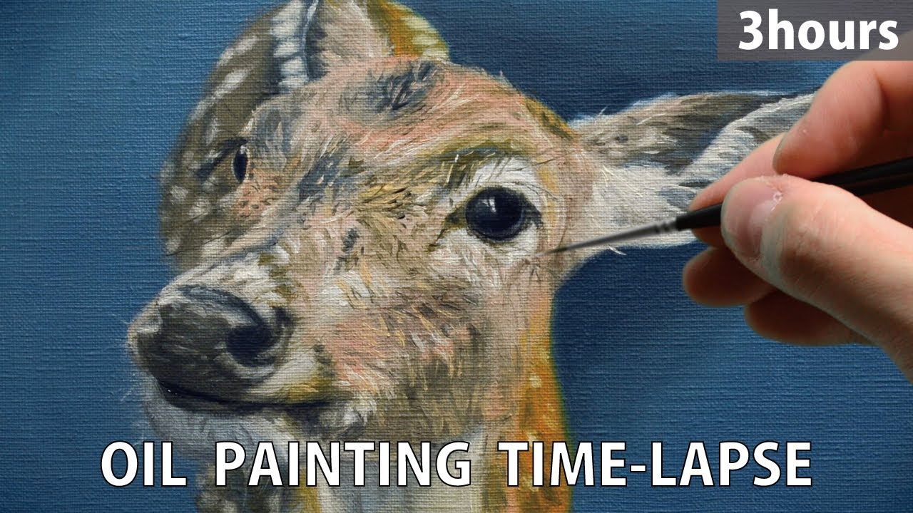 油絵]3時間で描くリアルな鹿のメイキング | 描き方 | Oil Painting