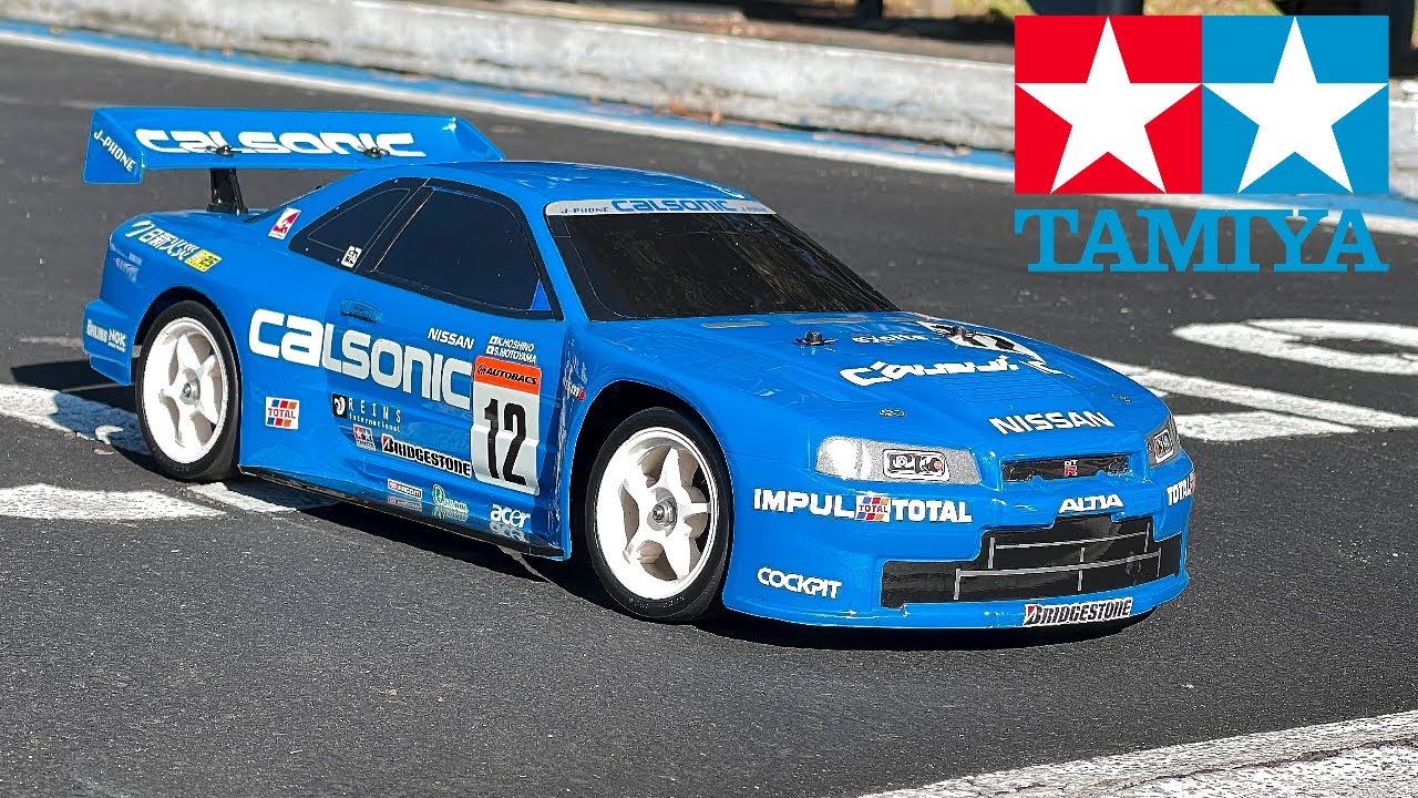 Tamiya Calsonic Skyline GT-R 2001 TA-04S #58285 | Track Run - YouTube