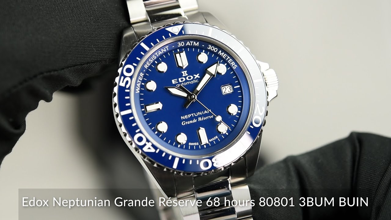 Edox Neptunian Grande Réserve 68 hours 80801 3BUM BUIN - YouTube