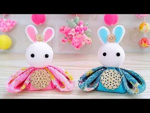 簡単】つまみ細工✨うさぎの雛人形の作り方🎎【可愛すぎる！】 - YouTube