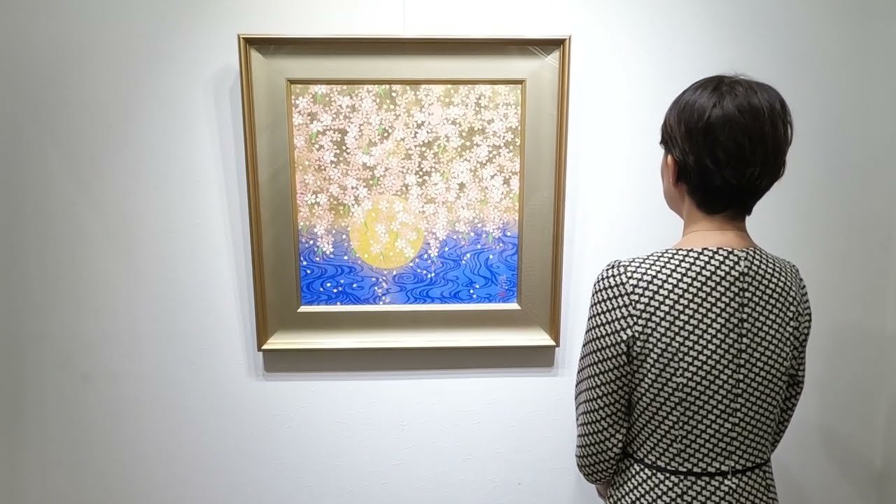 日本画の絵画で渡辺章雄が描いた和の桜の絵の日本画「春麗」を通販で販売