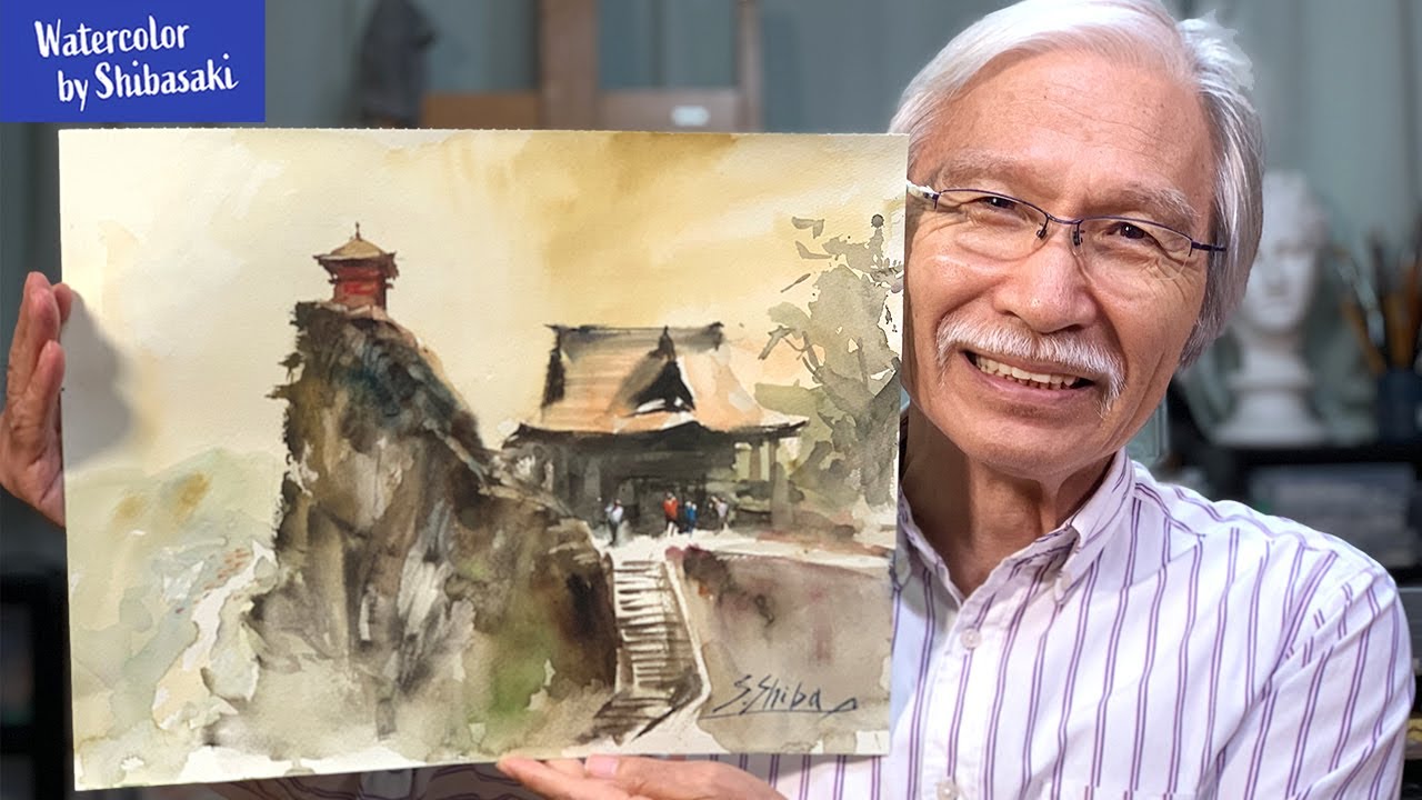 水彩画原画風景画称名寺 金の森の子どもたち 水彩画原画風景画称名寺金