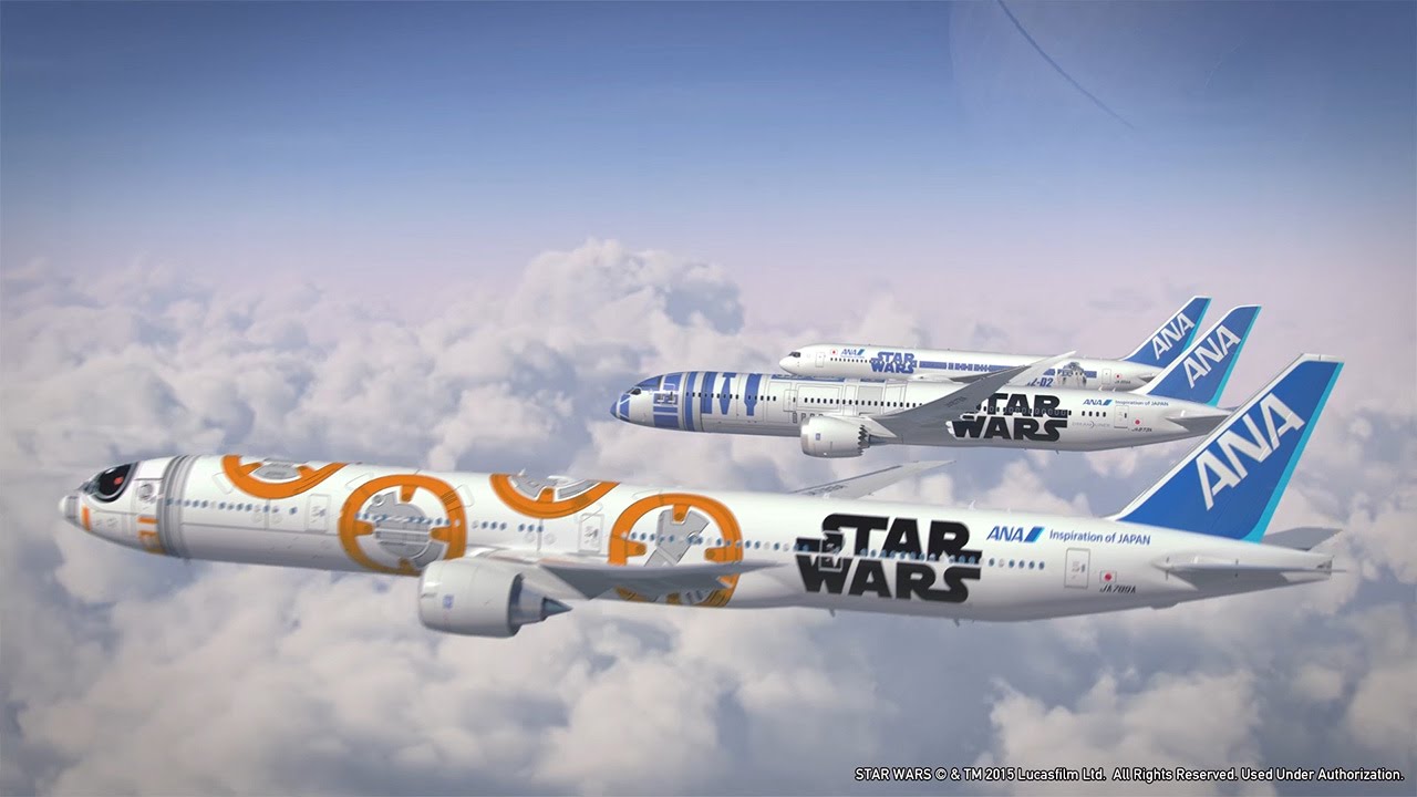 スター・ウォーズANA特別塗装機「R2-D2」「BB-8」飛行ムービー - YouTube