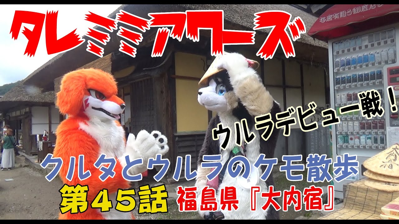 ケモノ着ぐるみ】ウルラデビュー！大雨の大内宿【タレミミアワーズ