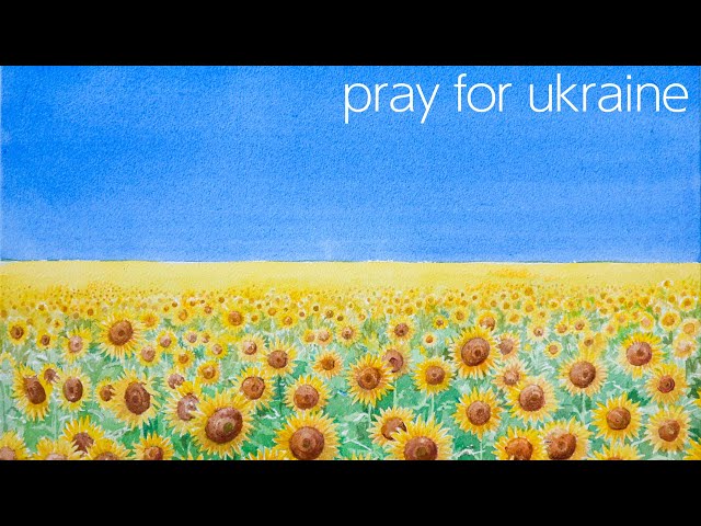 水彩画】映画『ひまわり』に出てくるウクライナのひまわり畑を描きまし