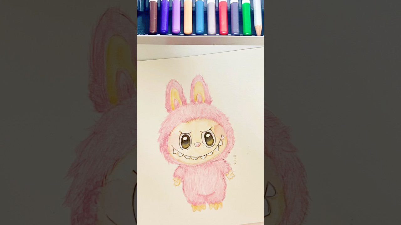 簡単♡ラブブの描き方#イラスト #ラブブ #水彩色鉛筆#描き方 #Shorts