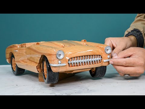 Handcrafted Wooden Chevrolet Corvette C1 Model – Vintage Classic