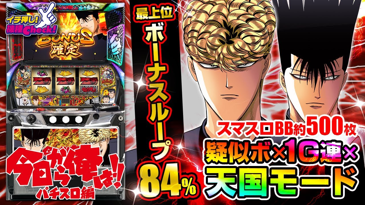 新台 【今日から俺は!! パチスロ編】BB一発 約500枚の大量獲得マシン