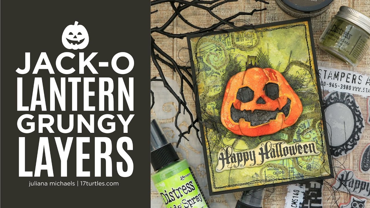 Grungy Halloween Jack-O-Lantern Card | Tim Holtz Fall Halloween