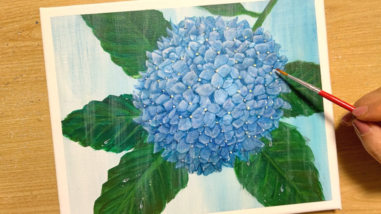How to draw hydrangea with acrylic paint / Simple acrylic painting