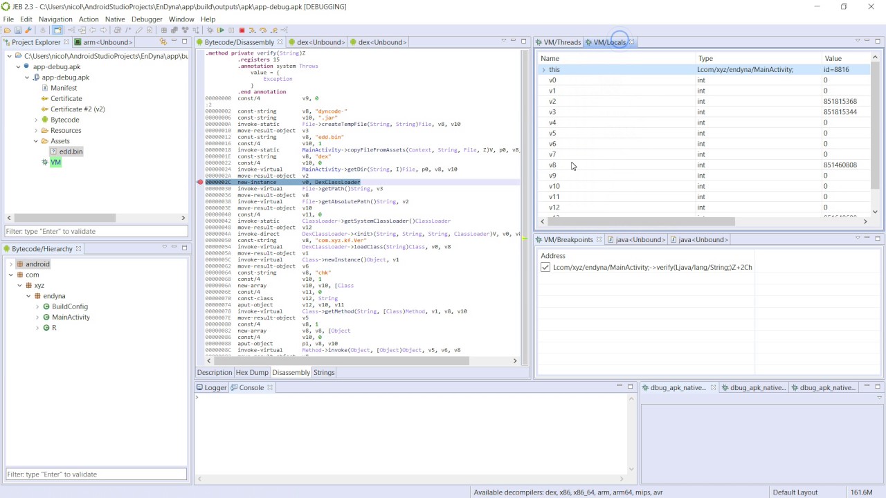 Debugging Dynamically Loaded DEX Bytecode Files – JEB in Action