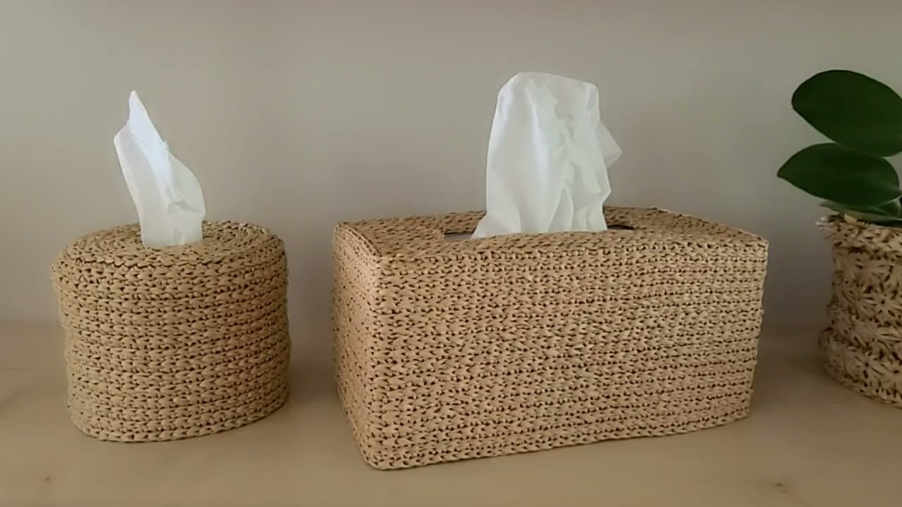 crochet かぎ針編み ティッシュボックスカバーの編み方【1】上面の