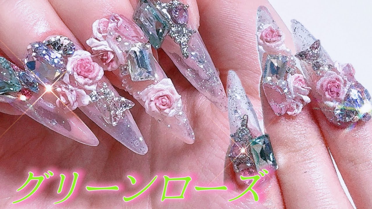 FRESH GREEN ROSE NAIL 🩵 Satisfying Japanese Nail Design✨Japanese