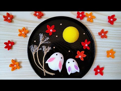 ちりめん細工】お月見うさぎの作り方【切って貼るだけ】DIY How to