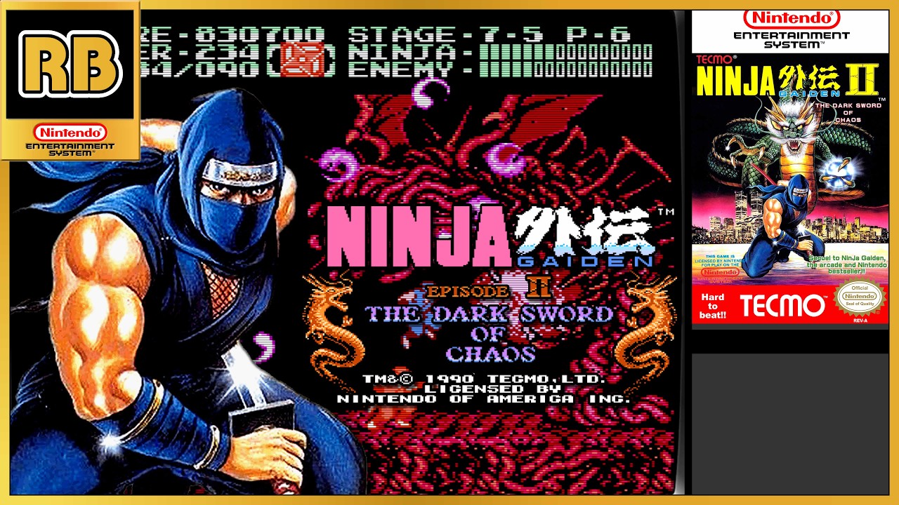 1990 [RB 4K 60fps] NES 忍者龍剣伝II 暗黒の邪神剣 / Ninja Gaiden II