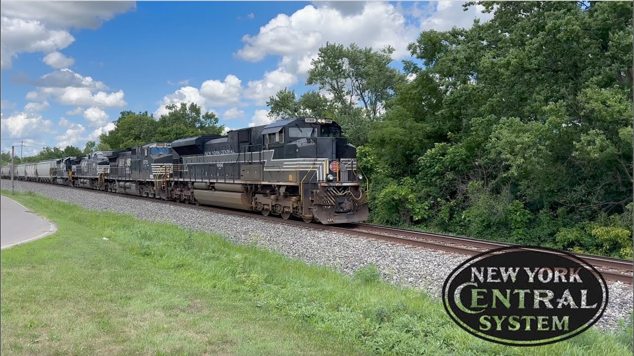 NS 1066 New York Central Heritage Unit Leads NS 123 - YouTube