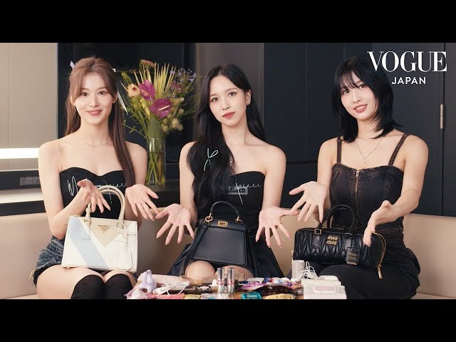 MISAMO's Mina, Sana, and Momo reveal what's in their bags. Check