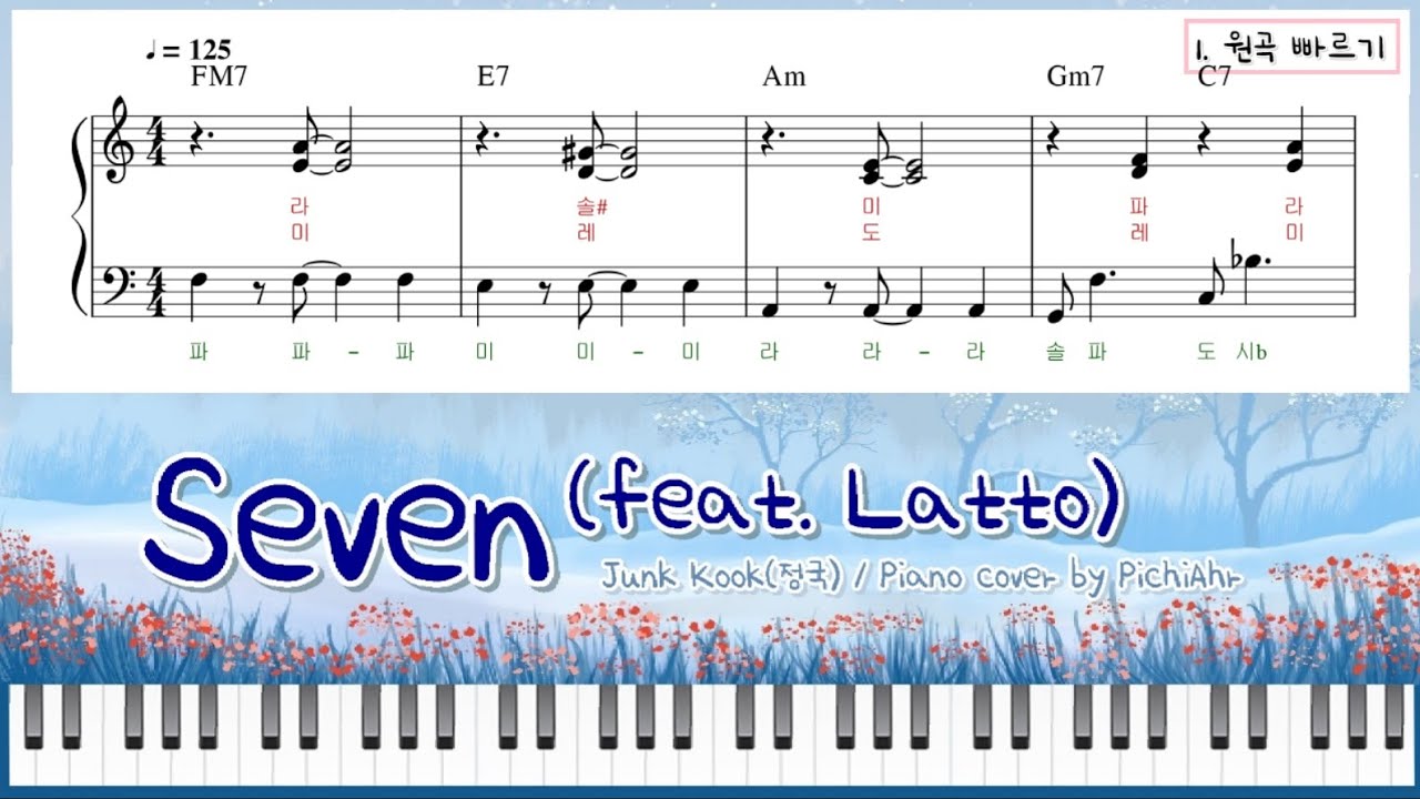 ジョングク(Jung Kook) - Seven(feat. Latto) (Easy ver.) ピアノ楽譜