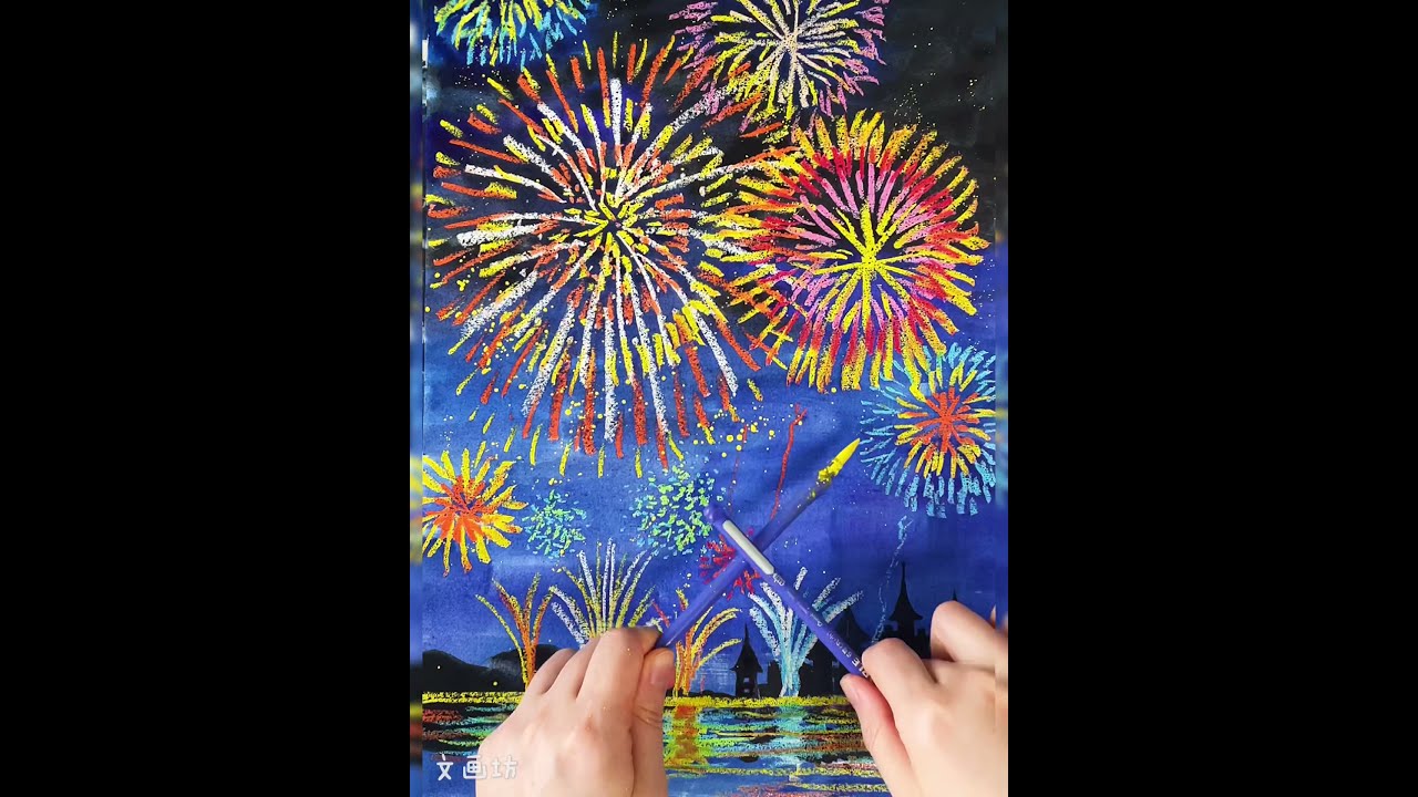 簡単で楽しく描ける打ち上げ花火～光のコントラストを表現してみよう