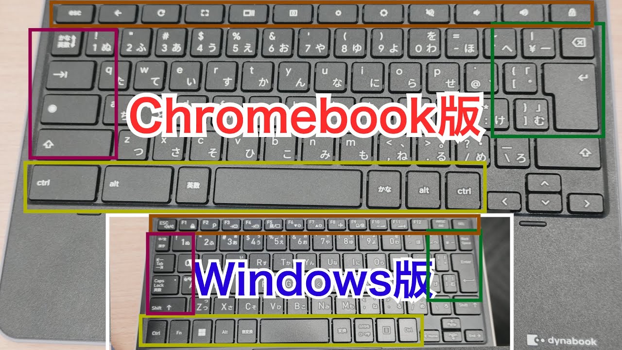 ChromebookとWindowsのキーボード - dynabook Chromebook C70とK70で