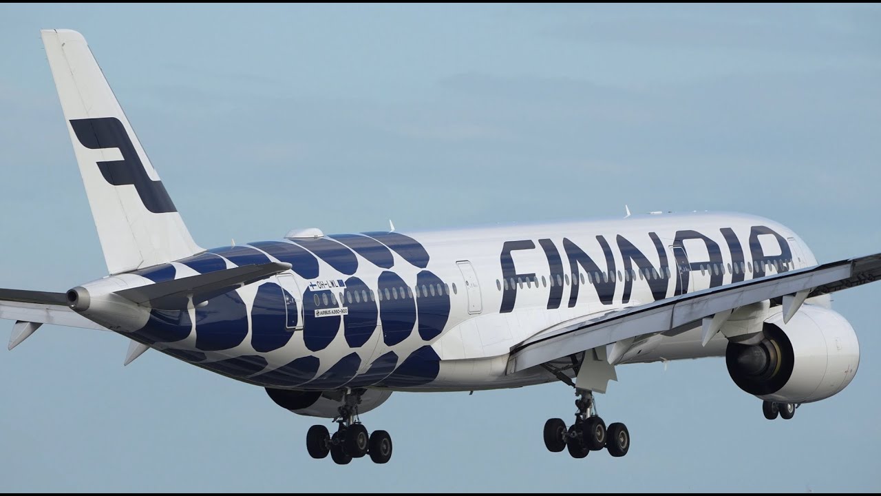 Finnair Marimekko Kivet Livery Airbus A350-900 OH-LWL Landing at
