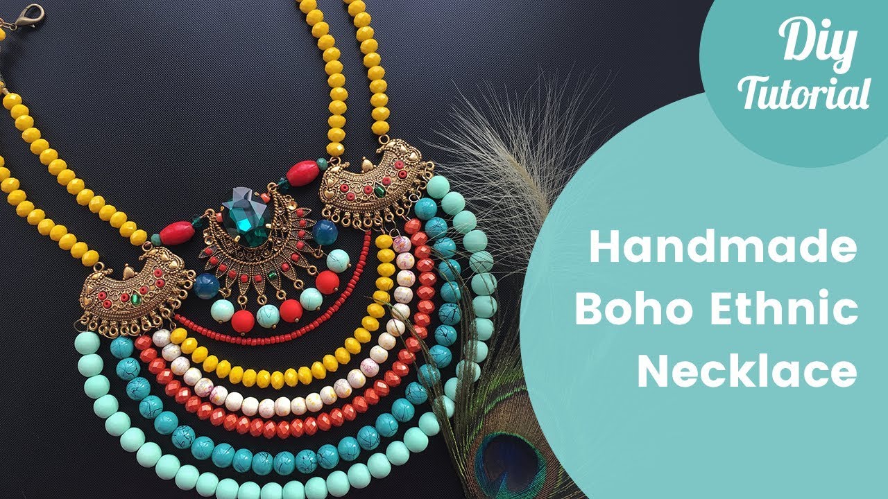 DIY Boho Fancy Tribal Necklace. Jewelry making tutorial. - YouTube