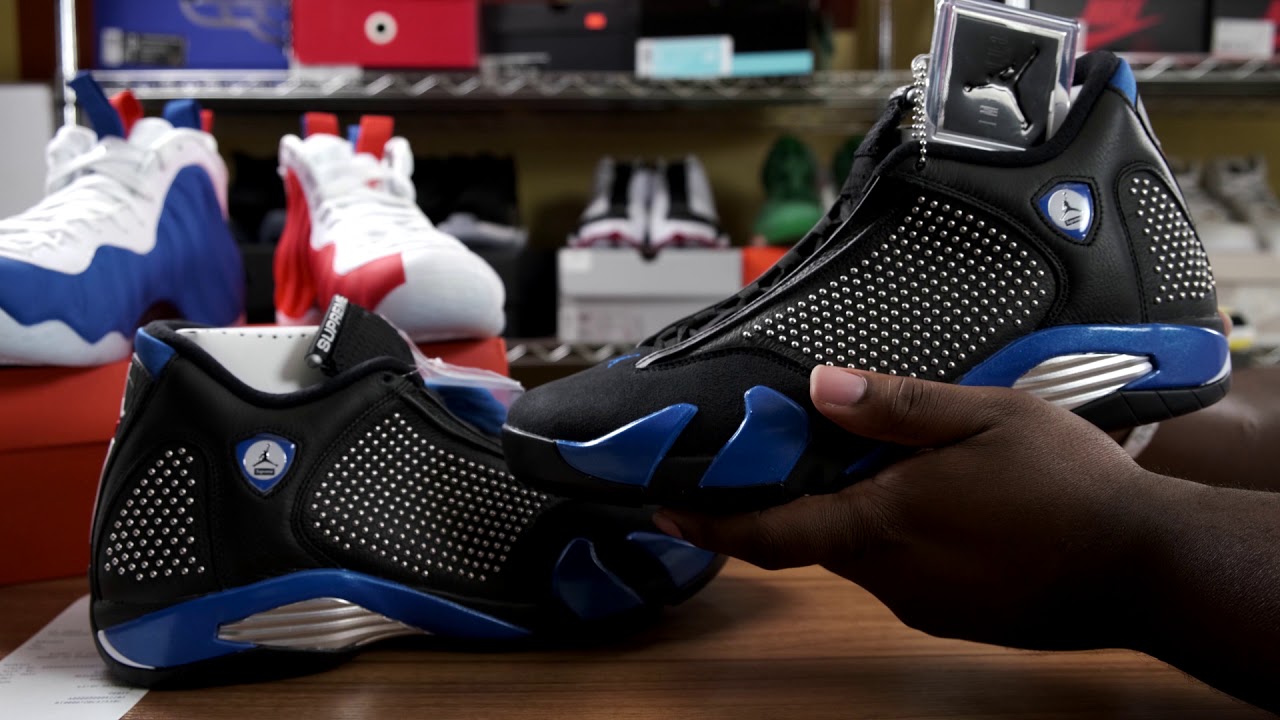 THE AIR JORDAN 14 X SUPREME LOOK GOOD IN HAND - YouTube