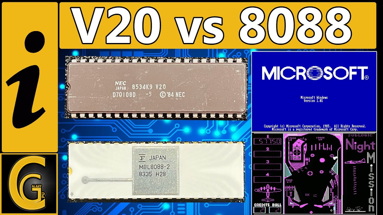 NEC V20 D70108D VS 8088 CPU Benchmark + Windows 1.01 Booting - YouTube