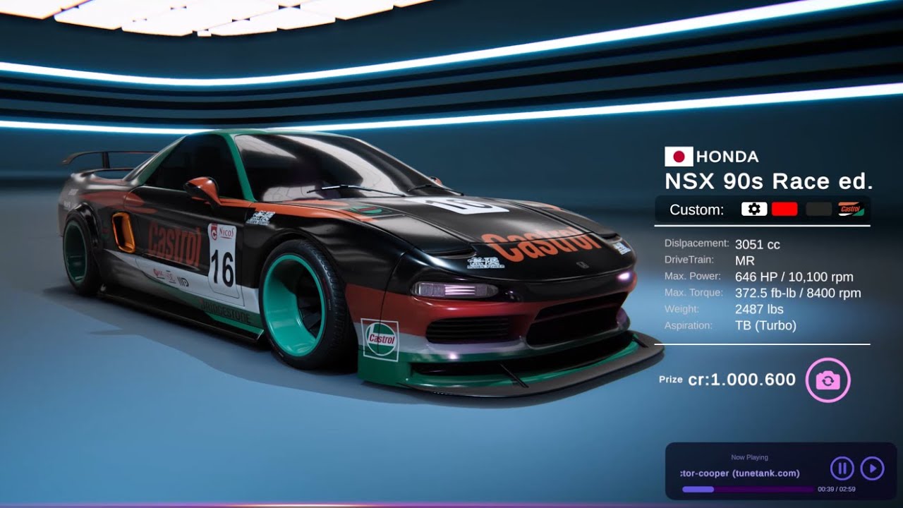 Gran Turismo-Style Car Selection Menu (2/2) | NSX 90s (Castrol