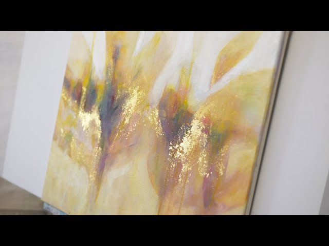金箔を貼りつつ散らす【抽象画】#painting - YouTube