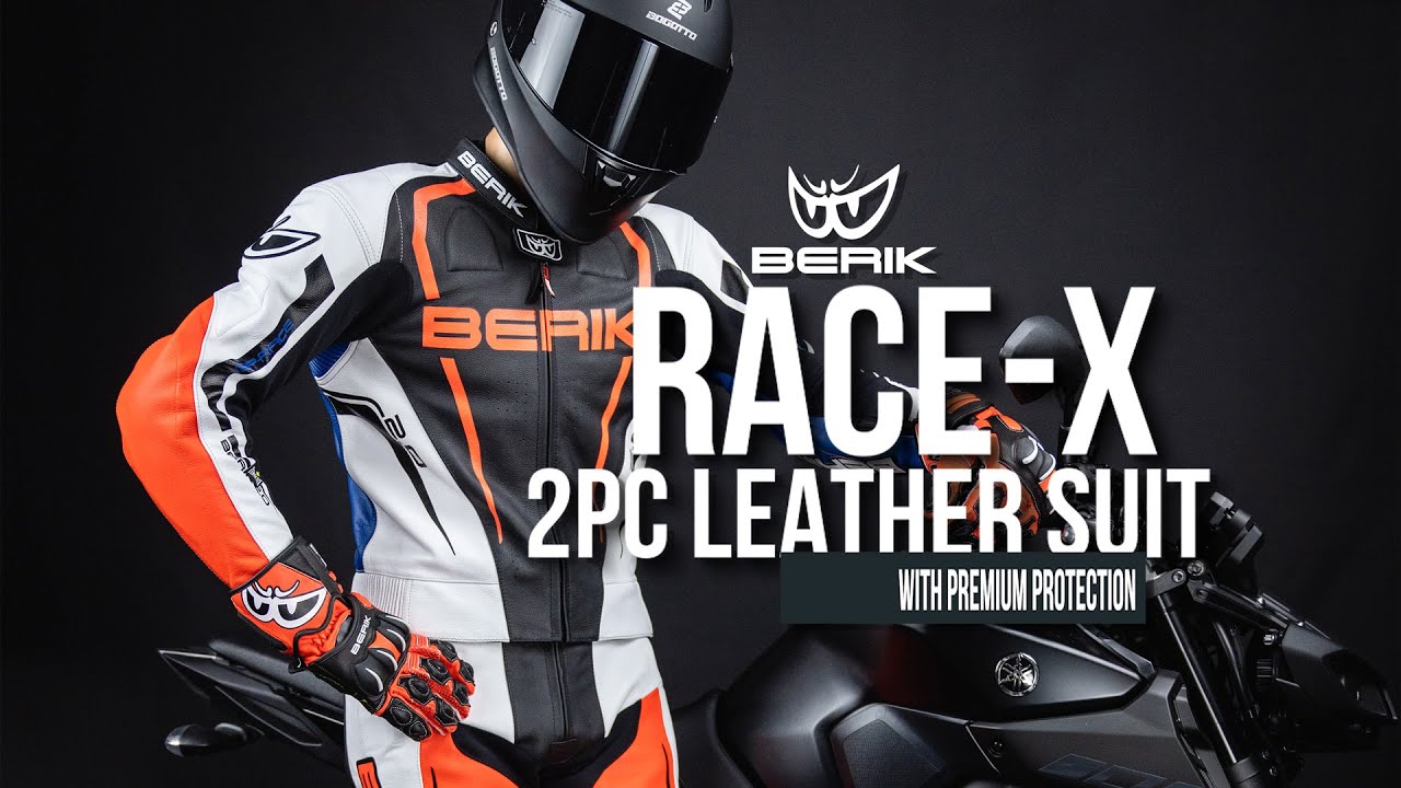 Berik Race-X Two Piece Motorcycle Leather Suit - YouTube