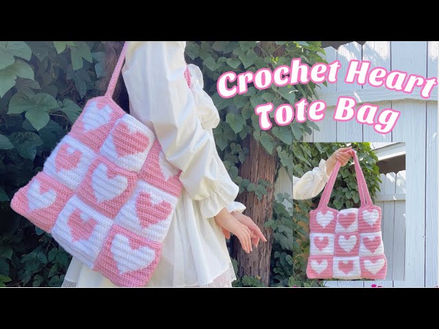 Crochet Heart Tote Bag Tutorial - YouTube