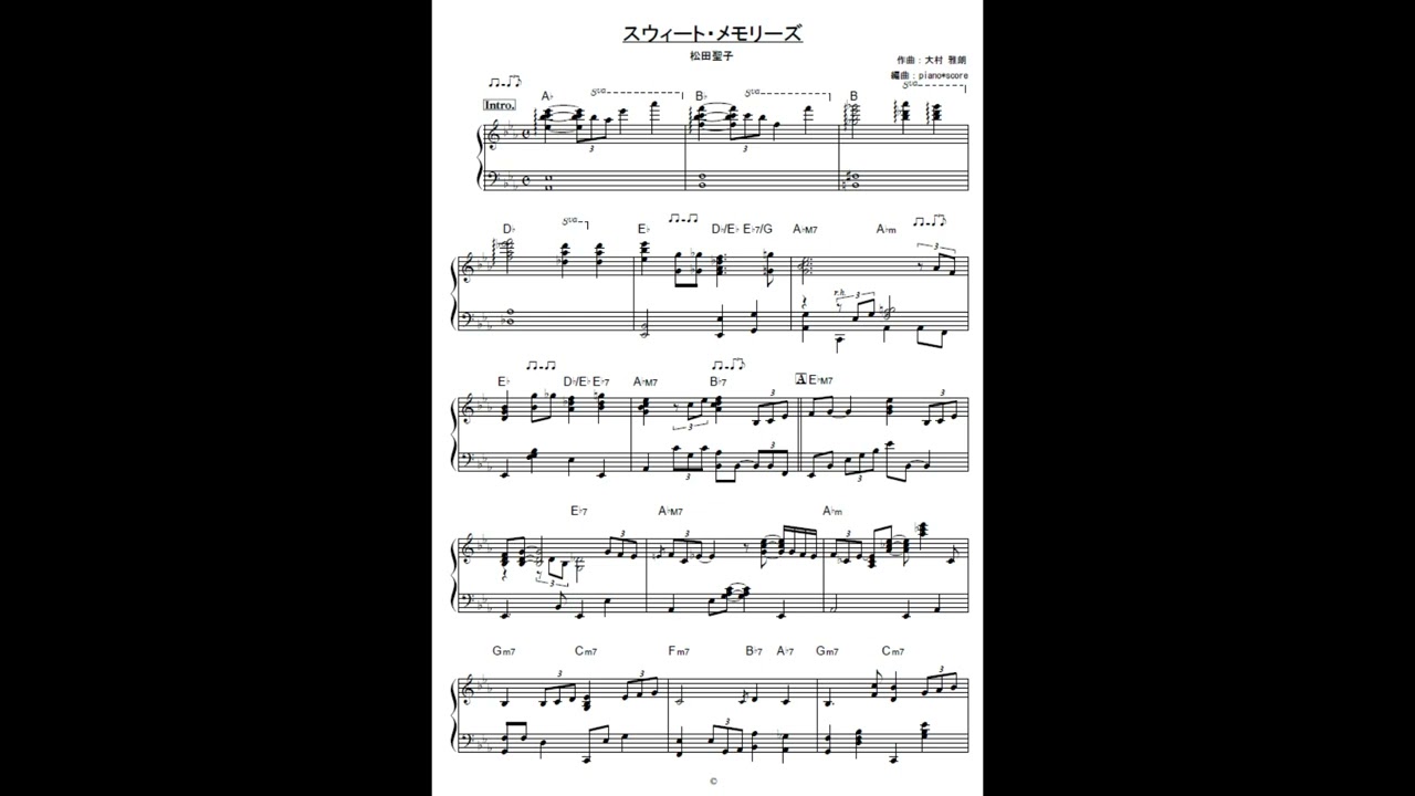 スウィート・メモリーズ / 松田聖子 ピアノソロ譜（Jazz.ver） - YouTube