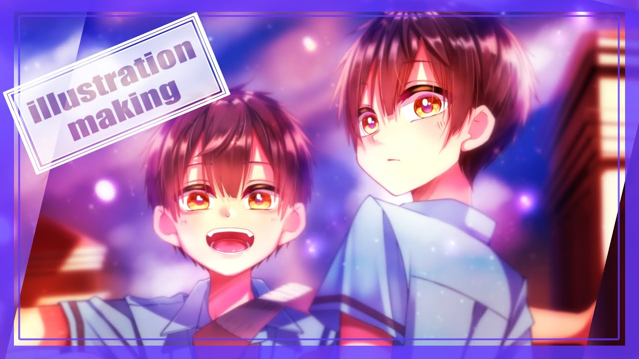 地縛少年花子くん】 柚木普&司くん イラストメイキング/illustration