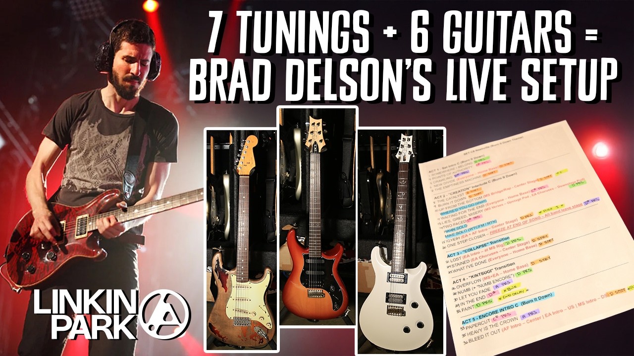 Exclusive Look: Brad Delson's Stage Guitars (Alex Feder) for