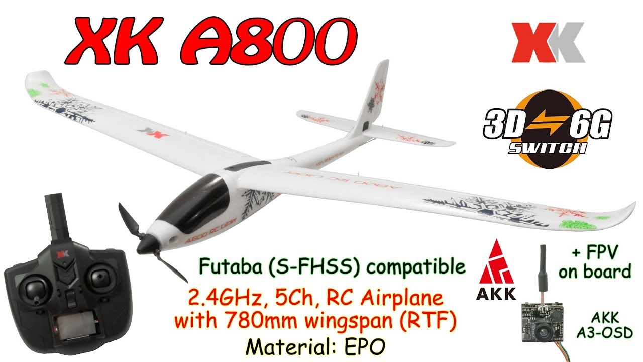 XK A800 2.4GHz, 5Ch, RC Airplane with 780mm wingspan, 3D/6G, Gyro