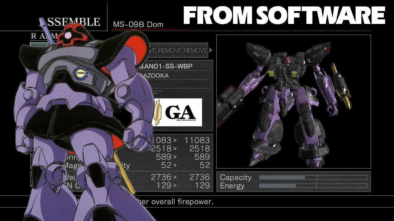 The MS-09 Dom (ドム) from Gundam in Armored Core for Answer - YouTube