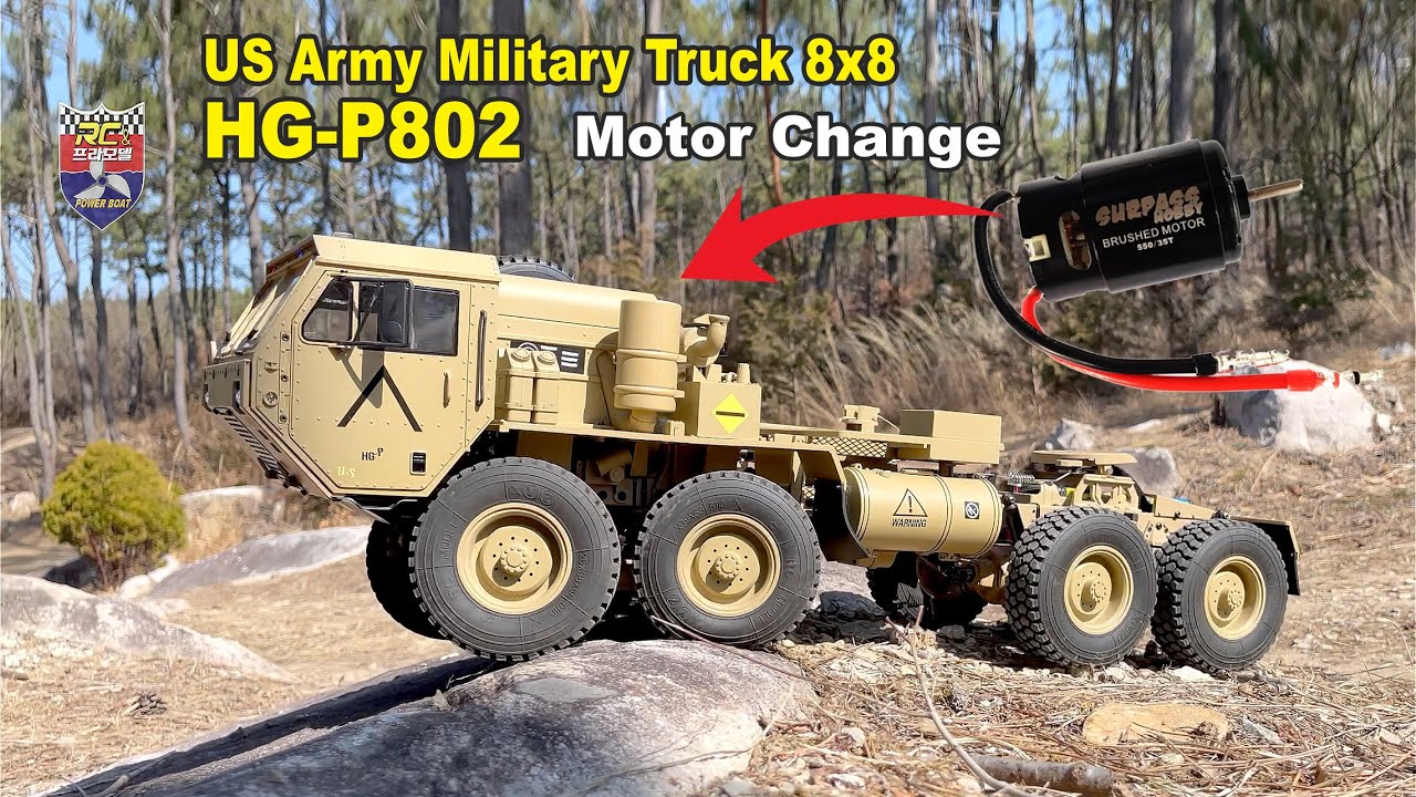 RC Car US Army Military Truck 8x8 HG-P802 | Motor Change - YouTube