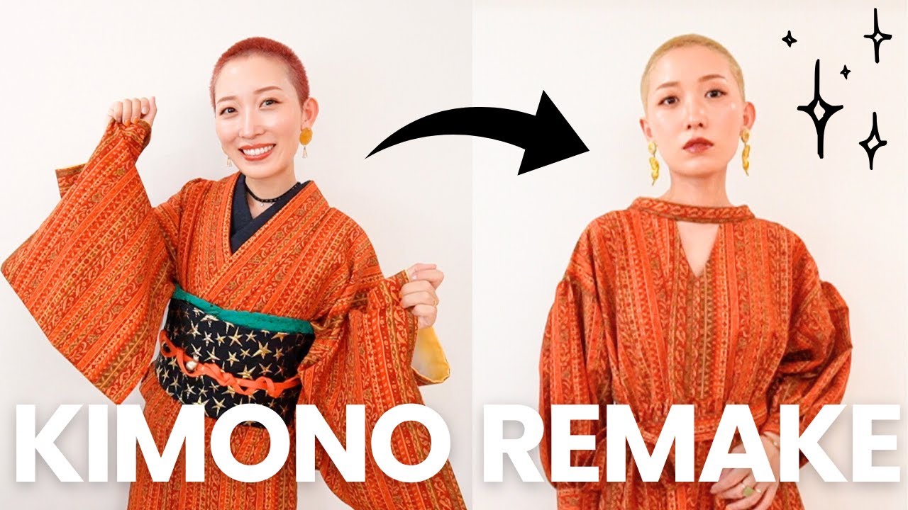 DIY】初の着物リメイク！着物をワンピースに変身させました👘✨ - YouTube