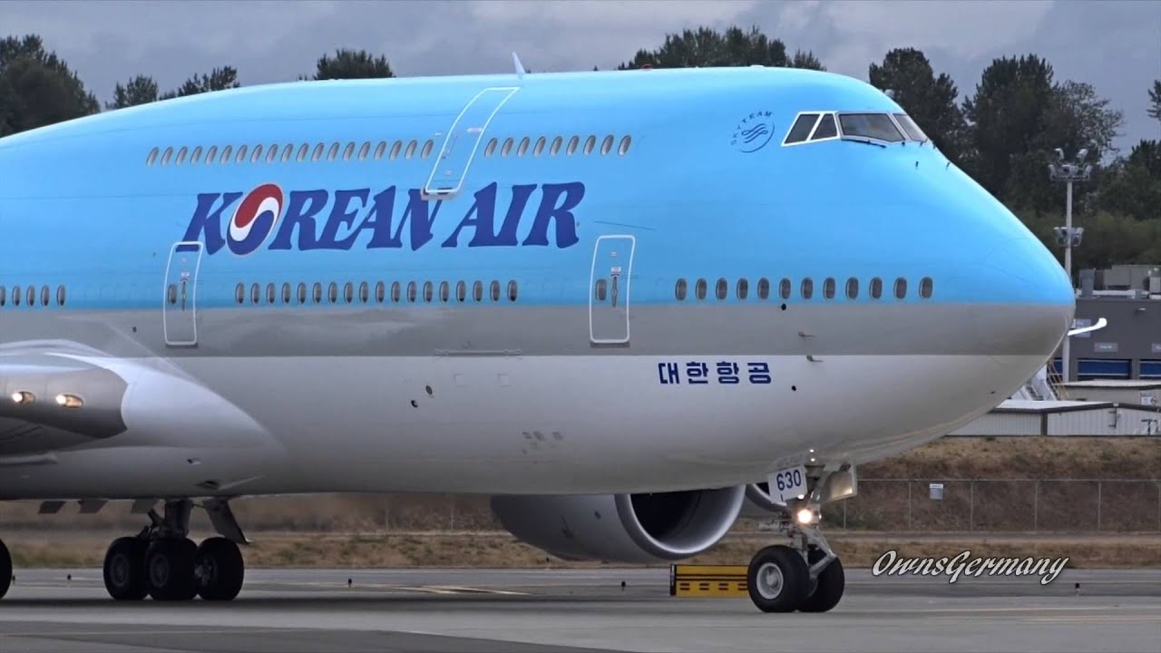 1st Korean Air Boeing 747-8i HL7630 CloseUp Test Flight Departure