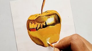 How to Draw Golden Apple | Easy Realistic Golden apple Step by