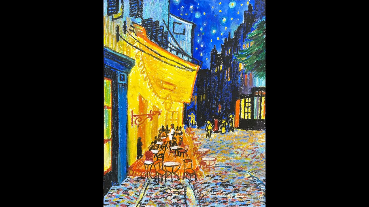 小学生でも水彩絵の具とクレパスで簡単にできる名画模写！ゴッホの「夜