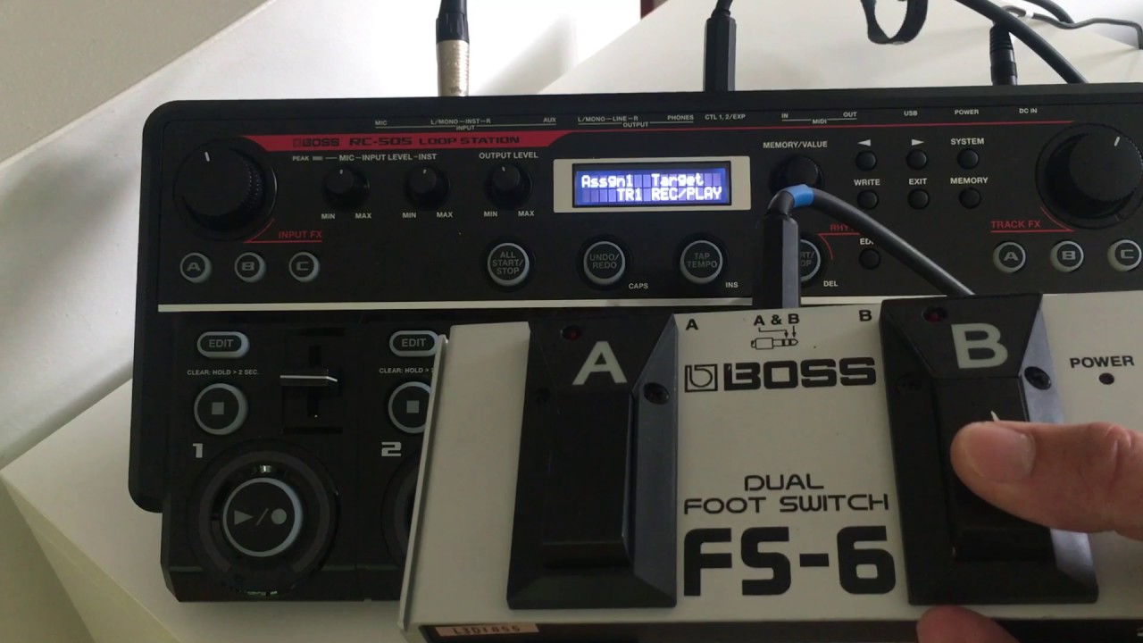 Boss RC-505 and FS-6 controller - YouTube