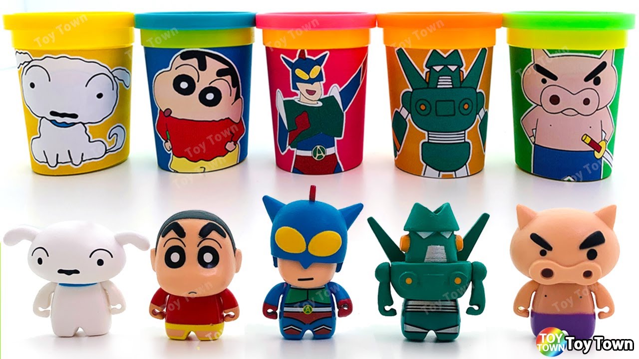 CRAYON SHIN CHAN Bricks Figures in Colors Play Doh Clay with Round