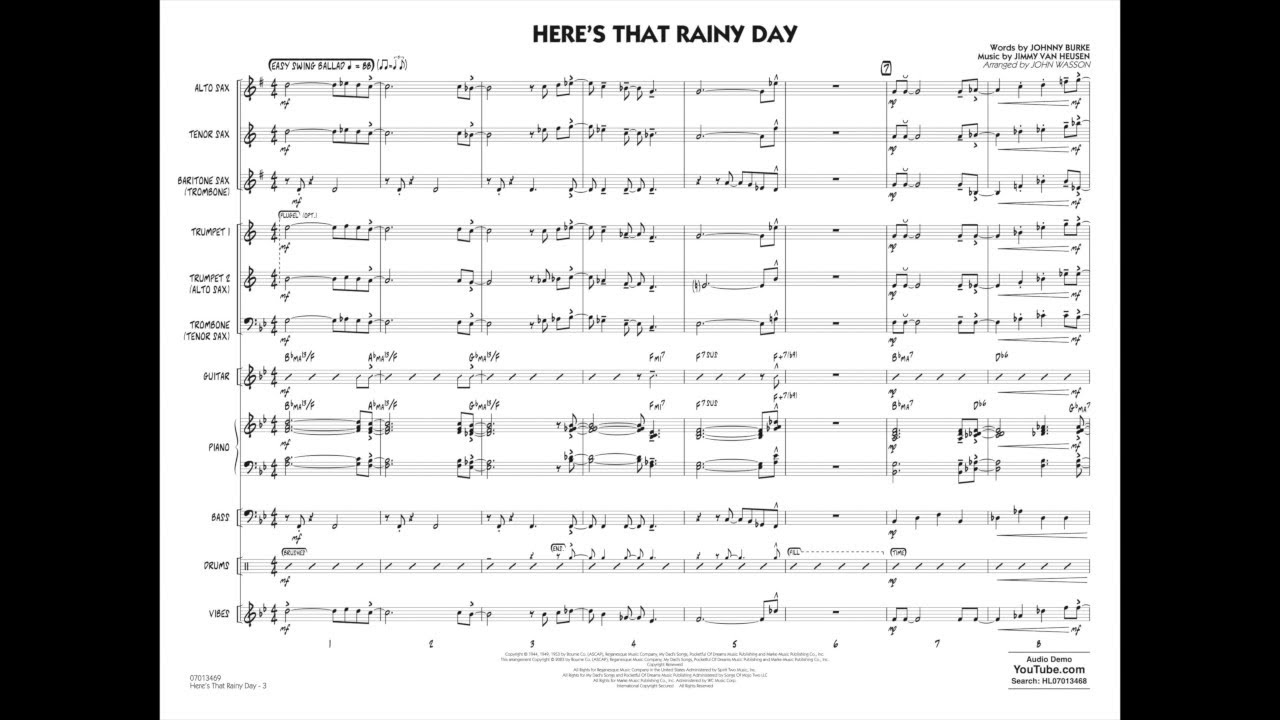 Here's That Rainy Day arranged by John Wasson - YouTube