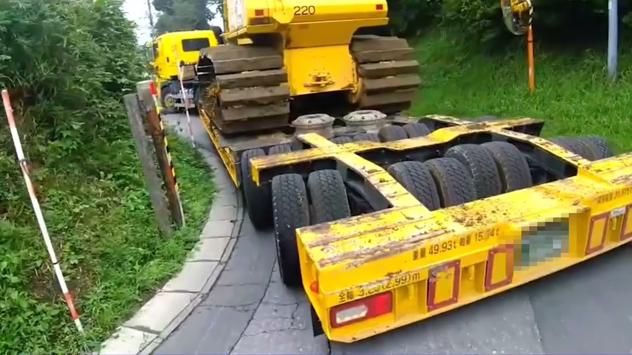 株）アテックス 舵切低床トレーラー - YouTube