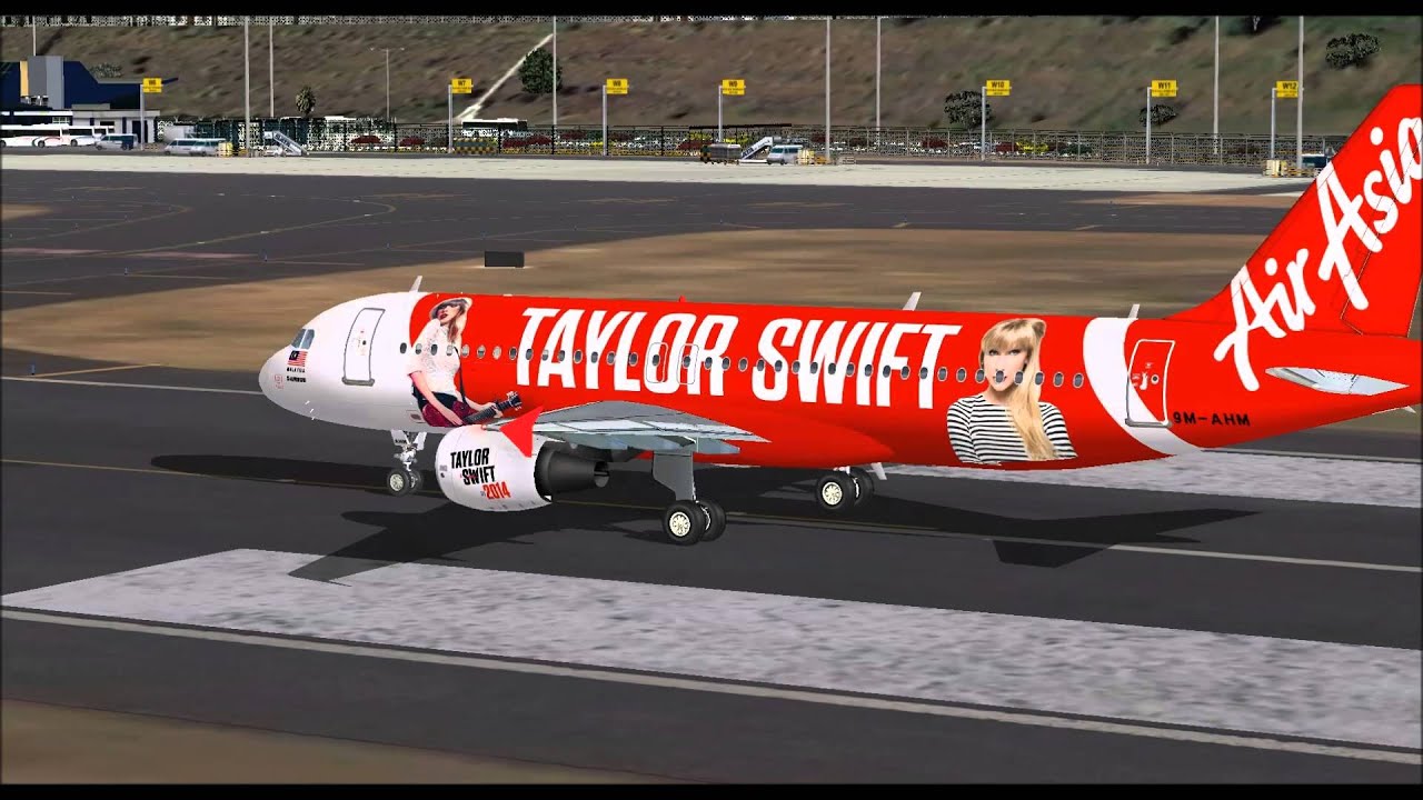 AIRBUS A320 216 AIR ASIA LIVERY TAYLOR SWIFT LANDING AT PONTA