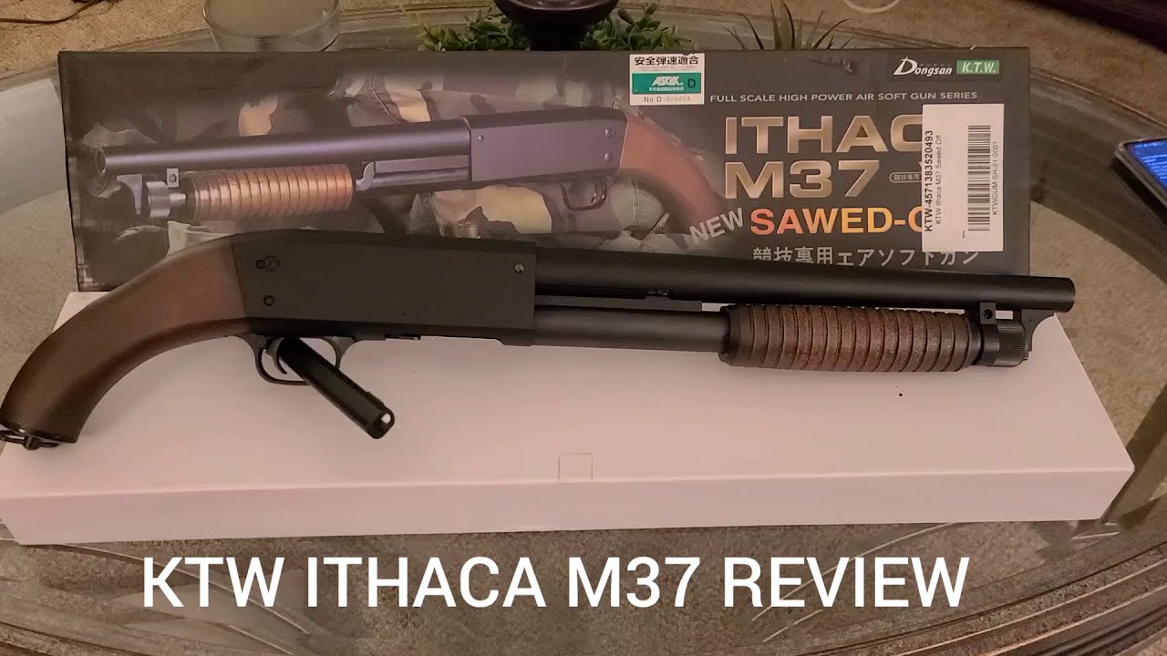 KTW ITHACA M37 SAWED OFF Airsoft Shotgun Review - YouTube