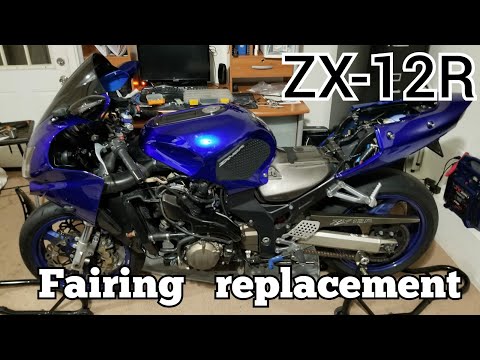 Kawasaki Ninja ZX12R fairing, valve cover gasket, oil change and